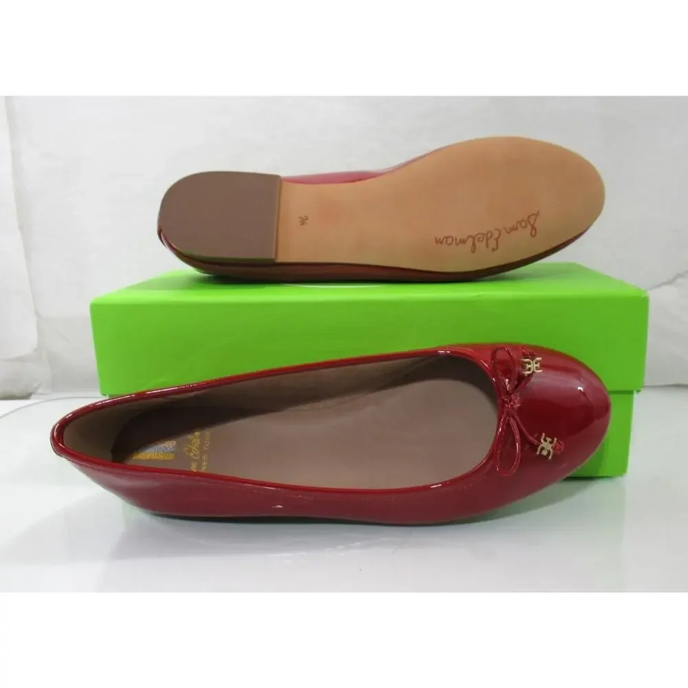 Sam Edelman Felicia Bow Detail Ballet Flat Shoes Lux Red Patent Size 7.5